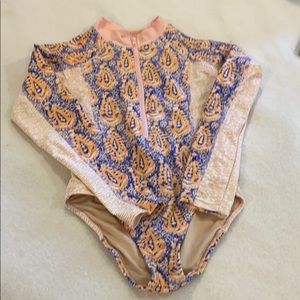 Girl’s Cabana Life long sleeve swimsuit, size 7/8